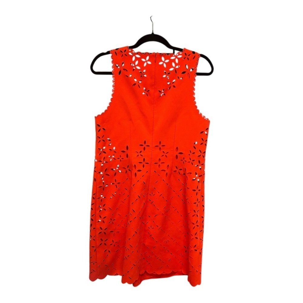 J. CREW Laser Cut Floral Shift Dress Women Size 10 Orange Sleeveless Lined - Picture 2 of 5
